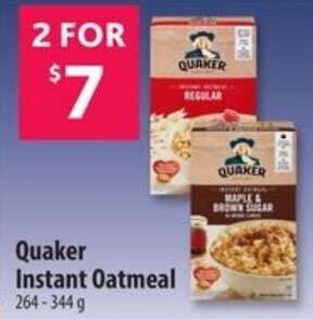Co-op Quaker Instant Oatmeal 264-344 g offer
