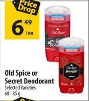 Co-op Old Spice or Secret Deodorant Selected Varieties 68 - 85 g offer