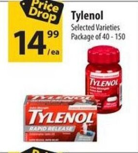 Co-op Tylenol Selected Varieties Package of 40 - 150 offer