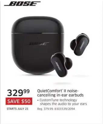 The Source QuietComfort' Il noise-cancelling in-ear earbuds offer