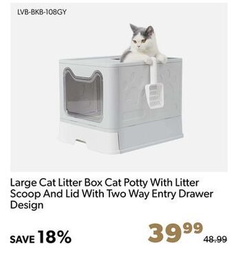 Shopper+ Large cat litter box cat potty with litter scoop and lid with two way entry drawer design offer