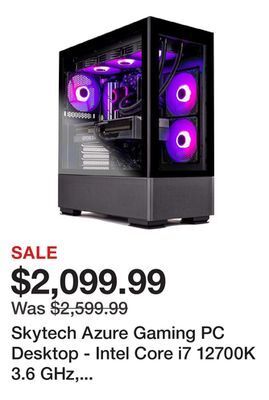 Newegg Skytech azure gaming pc desktop - intel core i7 12700k 3.6 ghz, nvidia rtx 4070, 1tb nvme ssd, 16gb ddr4 ram 3200, 750w gold offer
