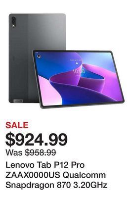 Newegg Lenovo tab p12 pro zaax0000us qualcomm snapdragon 870 3.20ghz 8gb lpddr5 memory 256gb ufs 3.1 12.6 2560 x 1600 tablet pc andr offer
