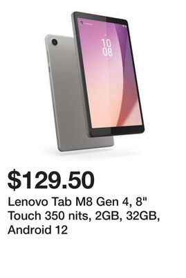 Newegg Lenovo tab m8 gen 4, 8 touch 350 nits, 2gb, 32gb, android 12 offer