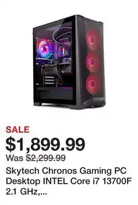 Newegg Skytech chronos gaming pc desktop intel core i7 13700f 2.1 ghz, nvidia rtx 4060 ti, 1tb nvme ssd, 32gb ddr5 ram rgb, 650w gol offer
