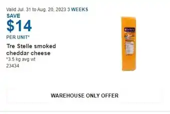 Costco Tre Stelle smoked cheddar cheese offer
