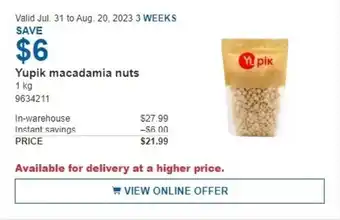 Costco Yupik macadamia nuts 1 kg offer