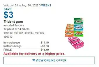 Costco Trident gum offer