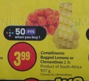 FreshCo Compliments Bagged Lemons or Clementines 2 lb offer