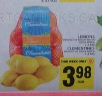 Food Basics LEMONS OR CLEMENTINES offer