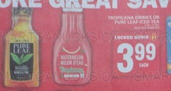 Food Basics TROPICANA DRINKS OR PURE LEAF ICED TEA offer