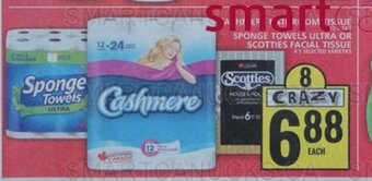 Food Basics CASHMERE BATHROOM TISSUE, SPONGE TOWELS ULTRA OR SCOTTIES FACIAL TISSUE offer