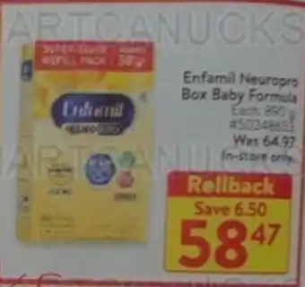 Walmart Enfamil Neuropro Box Baby Formula offer