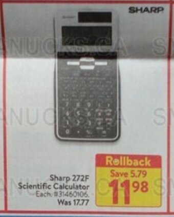 Walmart Sharp 272F Scientific Calculator offer