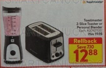 Walmart Toastmaster 2-Slice Toaster or Personal Blender offer