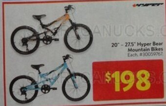 Walmart 20"-27.5" Hyper Bear Mountain Bikes offer