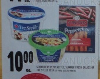 Metro SCHNEIDERS PEPPERETTES, SUMMER FRESH SALADS OR TRE STELLE FETA offer