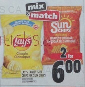 Metro LAY'S FAMILY SIZE CHIPS OR SUN CHIPS offer