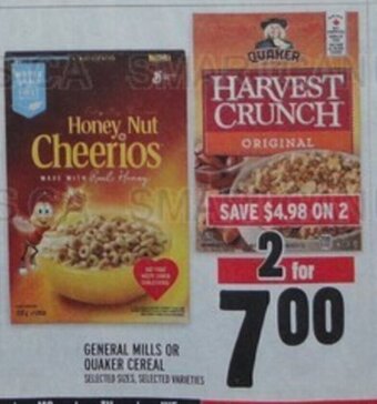 Metro GENERAL MILLS OR QUAKER CEREAL offer