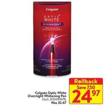 Walmart Colgate optic white overnight whitening pen offer