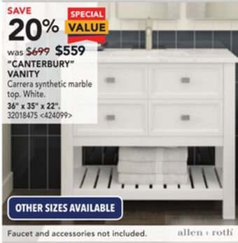 Lowe's Allen + roth canterbury vanity 36 x 35 x 22 offer