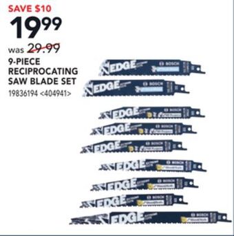 Lowe's Bosch 9-piece reciprocating saw blade set offer