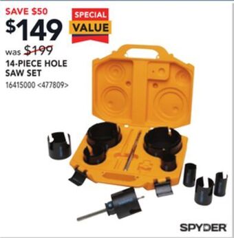 Lowe's Spyder 14-piece hole saw set offer