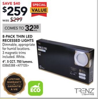 Lowe's Trenz 8-pack thin led recessed lights 4 offer