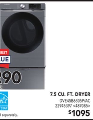 Lowe's Samsung 7.5 cu. ft. dryer offer