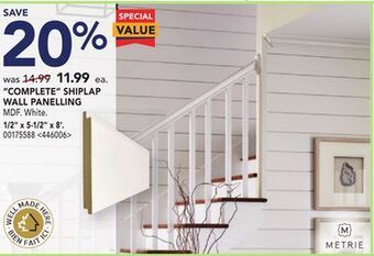 Lowe's Metrie complete shiplap wall panelling 1/2 x 5-1/2 x 8' offer