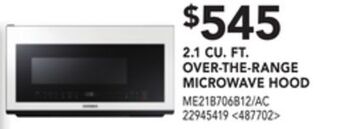 Lowe's Samsung 2.1 cu. ft. over-the-range microwave hood offer
