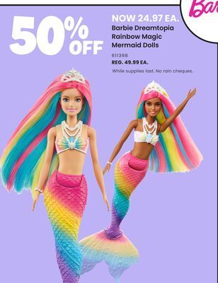 Toys R us Barbie dreamtopia rainbow magic mermaid dolls offer
