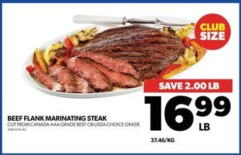 Real Canadian Superstore Beef flank marinating steak offer