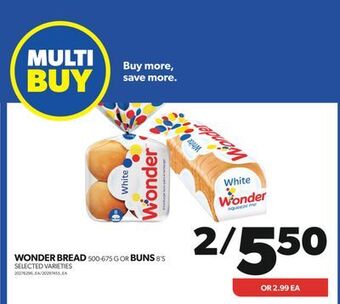 Real Canadian Superstore Wonder bread, 500-675 g or buns, 8's offer