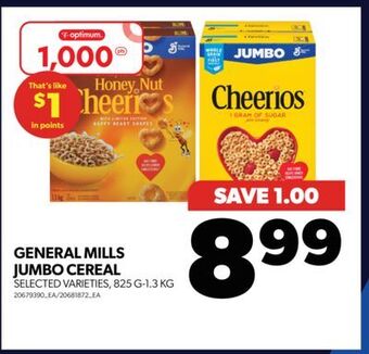 Real Canadian Superstore General mills jumbo cereal, 825 g-1.3 kg offer
