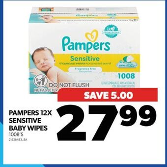 Real Canadian Superstore Pampers 12x sensitive baby wipes, 1008's offer