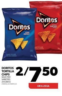 Real Canadian Superstore Doritos tortilla chips, 210-280 g offer