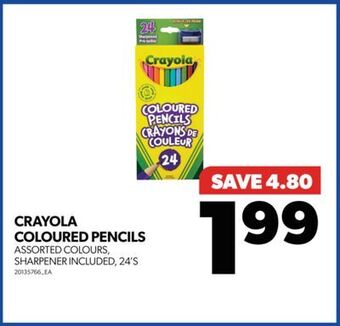 Real Canadian Superstore Crayola coloured pencils, 24's offer
