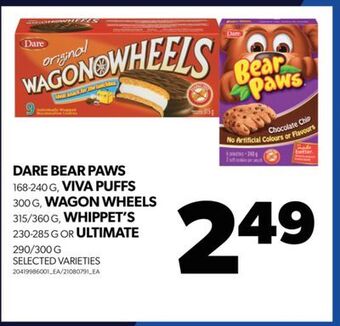 Real Canadian Superstore Dare bear paws, 168-240 g, viva puffs, 300 g, wagon wheels, 315/360 g, whippet's, 230-285 g or ultimate, 290/300 g offer