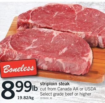 Fortinos Striploin steak offer