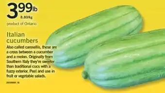 Fortinos Italian cucumbers offer