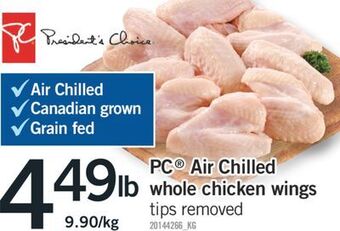 Fortinos Pc air chilled whole chicken wings offer
