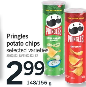 Fortinos Pringles potato chips, 148/156 g offer