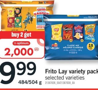 Fortinos Frito lay variety packs, 484/504 g offer