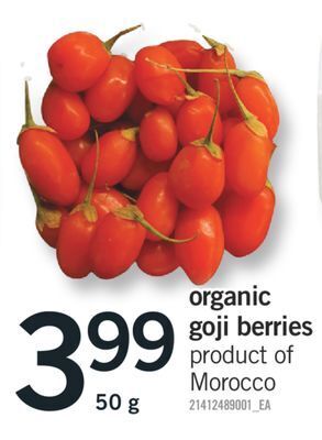 Fortinos Organic goji berries, 50 g offer