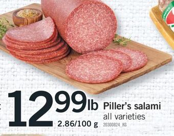Fortinos Piller's salami, 2.86/100 g offer