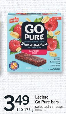 Fortinos Leclerc go pure bars, 140-175 g offer