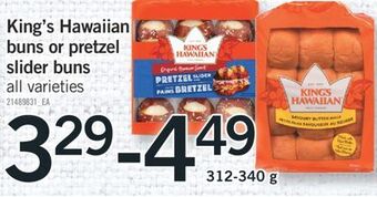 Fortinos King's hawaiian buns or pretzel slider buns, 312-340 g offer
