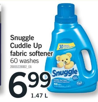 Fortinos Snuggle cuddle up fabric softener,1.47 l offer