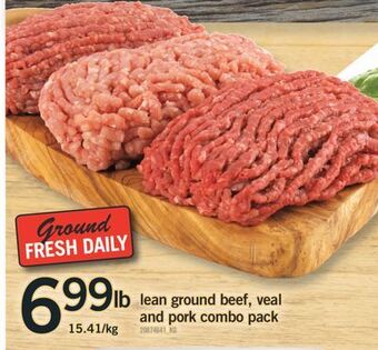 Fortinos Lean ground beef, veal and pork combo pack offer